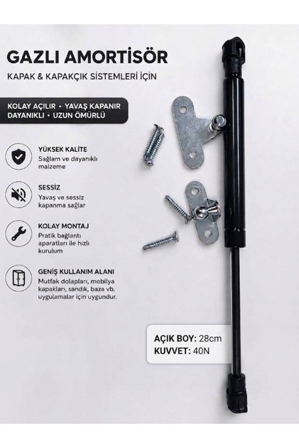 Arçelik Beko Davlumbaz Gazlı Amörtisör Seti - 28 cm, 40N (1 Adet)