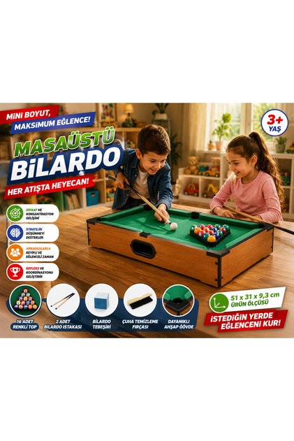 Mini American Pool Table Çocuk Ahşap Masaüstü Bilardo Oyunu