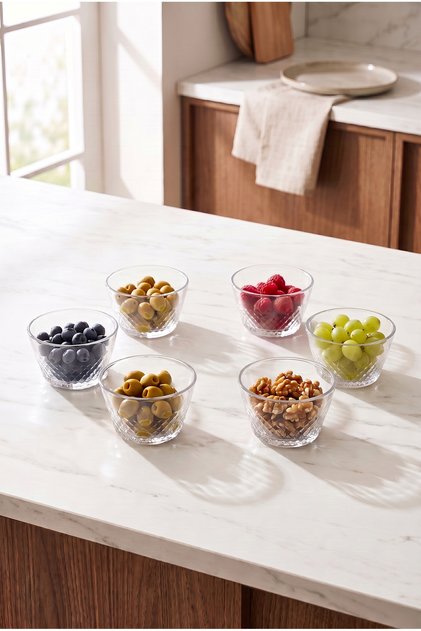 Vanilla Set of 6 Transparent Glass Bowls 320Cc