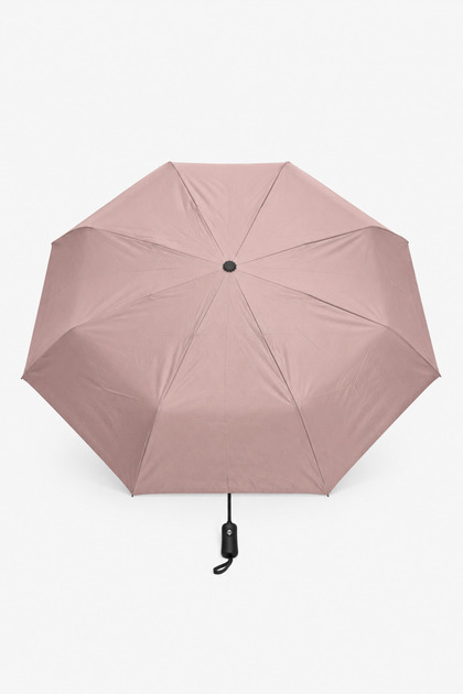 Umbrelă pliabilă damă roz/negru, compactă, manuală, 100 cm diametru, 28 cm pliată
