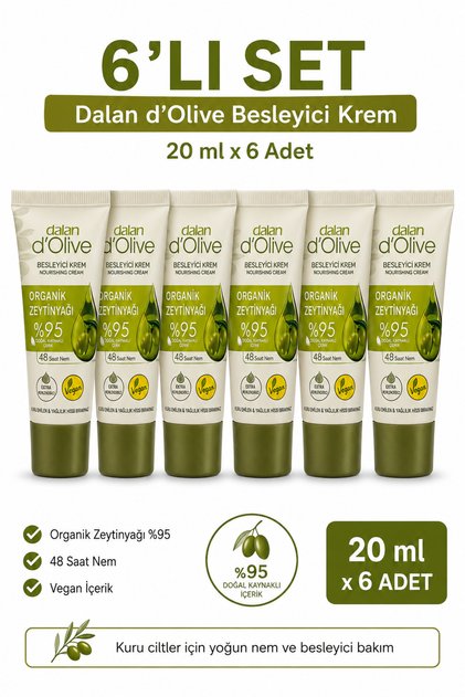 Dalan D'Olive Organic Olive Oil Nourishing Cream, 95% Naturally Sourced Ingredients 20 ml Set of 6