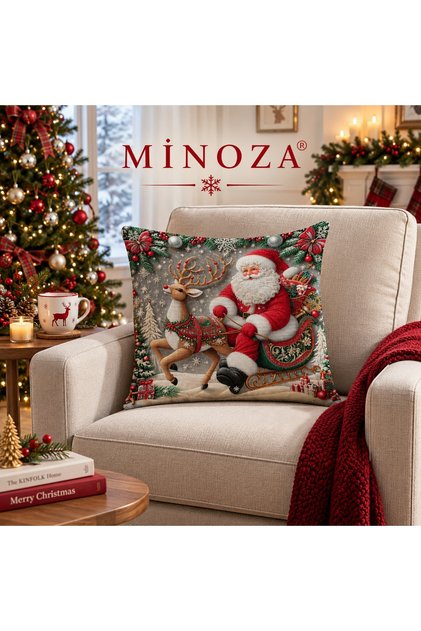 Digital Printed Santa Claus and Deer Pattern Decorative Throw Pillow Case 43X43 cm