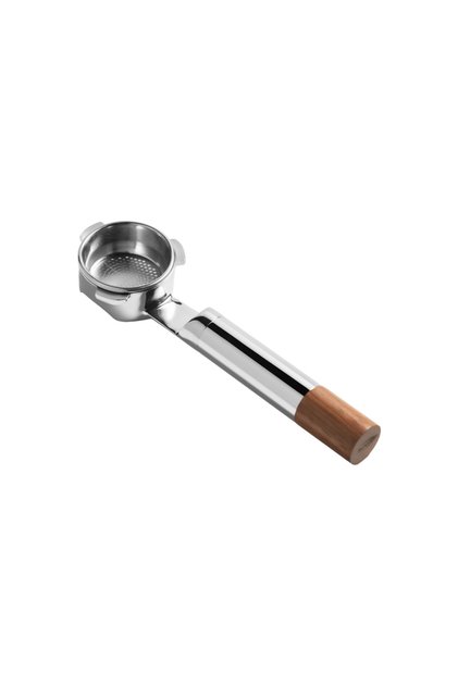 54mm Breville Silver IKAPE Openwork Bottomless Portafilter, Stainless Steel and Walnut Espresso Hand
