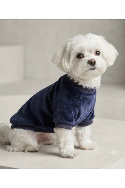 Cat Dog Suit Velvet Printed Navy Blue Sweatshirt
