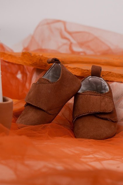 Pam Genuine Suede Leather Baby Shoes Tan