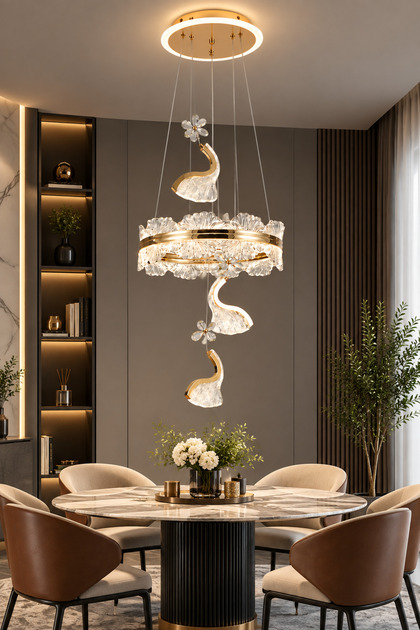 Lılıana 3'Lü Gold Led Avize Yatak Odası, Koridor, Salon Avize