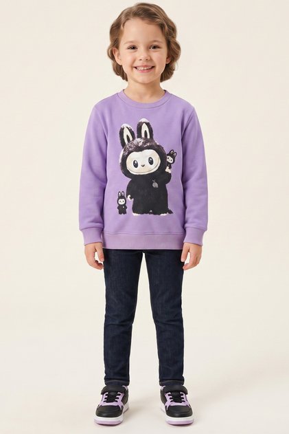 Girl's Sweatshirt Long Sleeve Blouse Printed 2 Thread Lycra Combed Cotton 100% Cotton