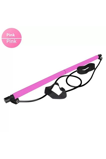 pink Pilates Stick - Adjustable Fitness Bar for Home Workout, Yoga, Stretching & Toning - Portable E