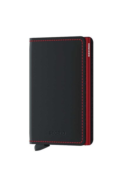 Slimwallet Matte Card Holder Wallet, Black-Red