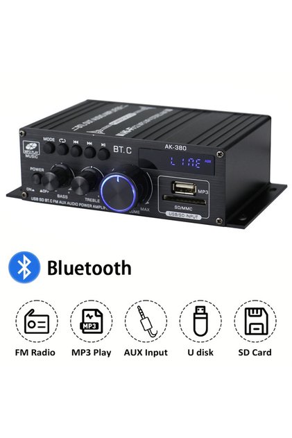 Sound Amplifier for Car Channel 2.0 HIFI Bluetooth Amplifiers Home Digital Audio DC 12V Amp AK380 Am