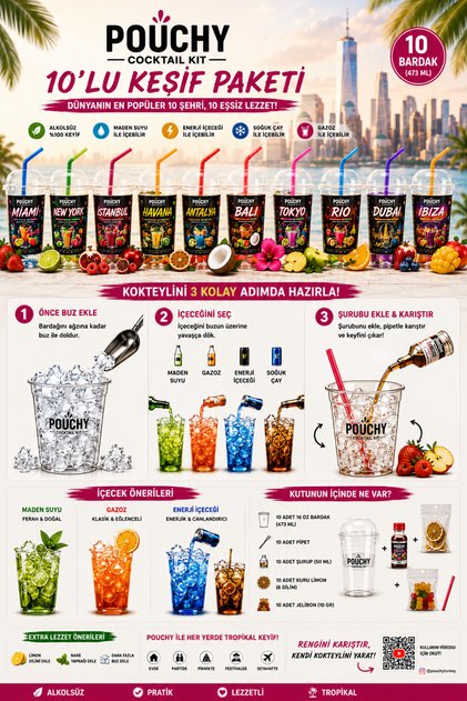 POUCHY Muhteşem 10' lu Alkolsüz Kokteyl Kit