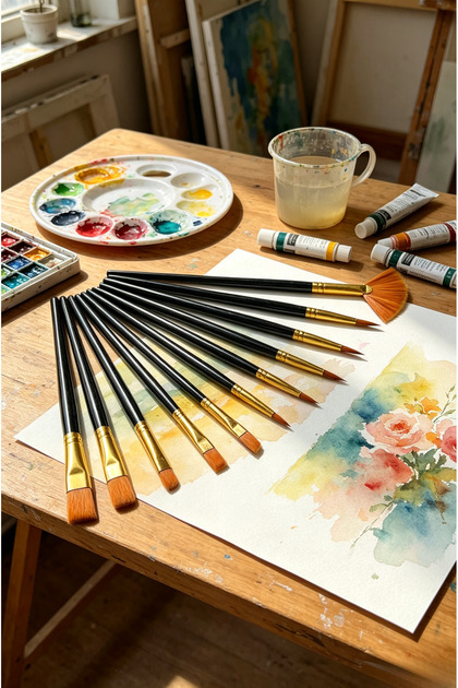 مجموعة فرش رسم من النايلون مكونة من 10 قطع، مستلزمات فنية عالية الجودة، فرش رسم بالألوان المائية والأكريليك والزيت، طقم رسم احترافي للفنانين، هدية مثالية للهواة والمبتدئين والعائلة والعطلات وأعياد الميلاد