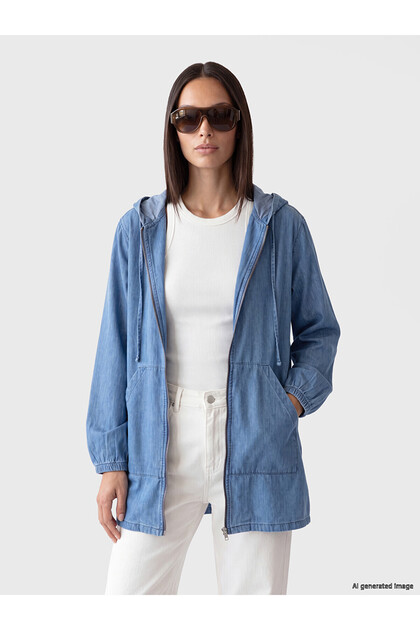 Lcw Everyday Indigo Hooded Women's Jean Jacket