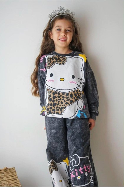 Hello Kitty Printed Girls' Top and Bottom Two-Piece Set