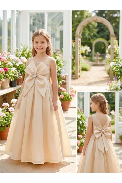Children's Evening Dress for Ages 6-10, Children's Evening Dress with Bow Detail