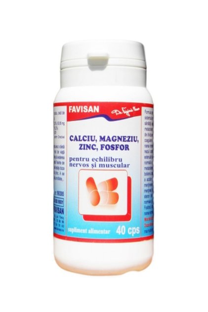 Calciu, Magneziu, Zinc și Fosfor (40 capsule) – Complex mineral pentru oase, dinți, osteoporoză, spasmofilie, imunitate, stres, căderea părului și unghii