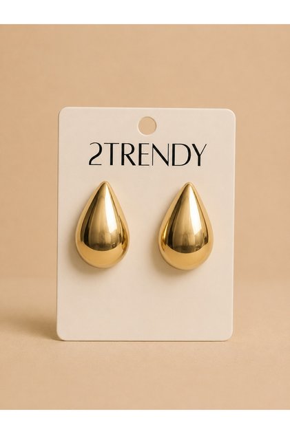 Trendy Gold Color Women's Earrings with Shiny and Fashionable Drop Design