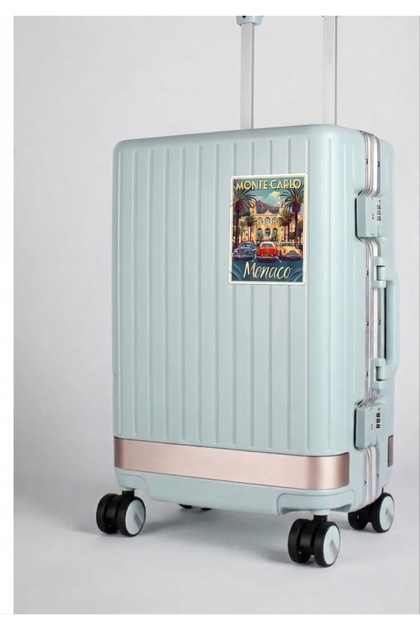 Monaco Monte-Carlo Retro Travel Themed Decorative Suitcase and Laptop Sticker / Label (17X10 cm)