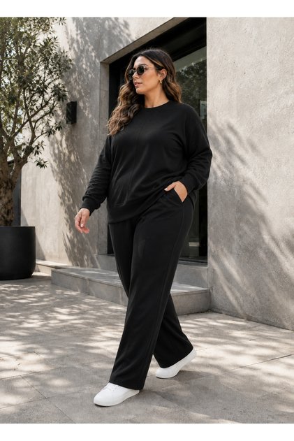 Plus Size Soft Texture Flexible Loose Comfortable Tracksuit Set