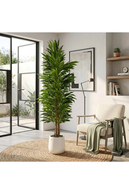 Artificial Tree from Al Hadaya Mall, 28x28x200 cm with Plastic Pot, White
