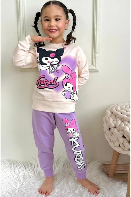 Girl's Patterned 2-Thread Elastic Leg Sweatpants Set - 2020