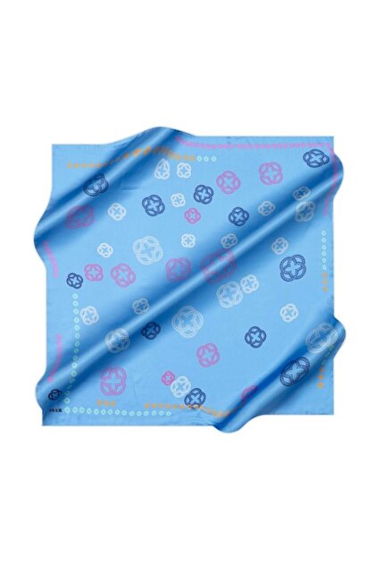 Tivil Silk Scarf 9147713 - 923 Blue Monogram Pattern