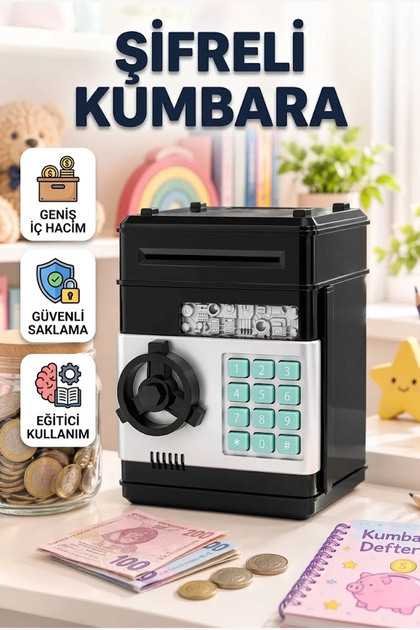 Automatic Money-Collecting Password-Protected Atm Piggy Bank Mini Safe