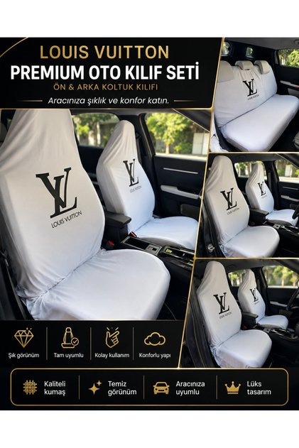 BEYAZ XL LV DESEN KUMAŞ SERVİS KILIFI ÖN ARKA KILIF 4 PARÇA (ARKA 2 PARCA LOGOLU) PENYE 1.KALİTE ESN