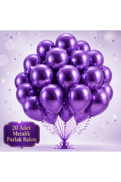 Metalik Parlak Balon Seti 20 li
