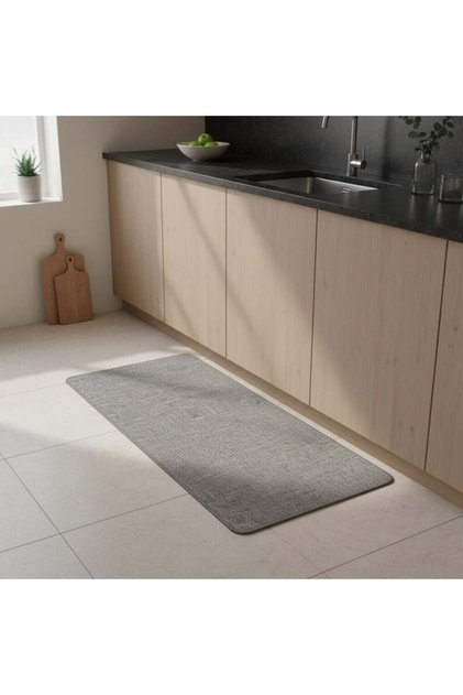 Softy Fabric Anti Slip Washable Kitchen/Area Runner Mat 45x120Cm Grey