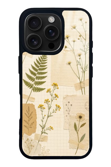 iPhone 16 Pro Pressed Meadow Design Glossy Phone Case