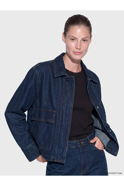 Lcw Everyday Indigo Shirt Collar Women's Jean Jacket