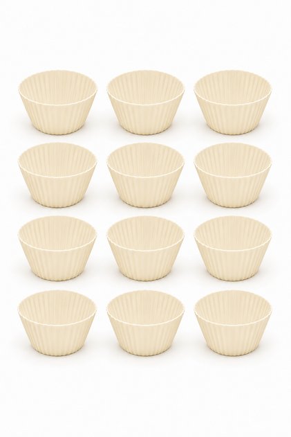 12-Piece Muffin Mini Cake Mold - 100% Silicone - Reusable Cake Mold - Ecru