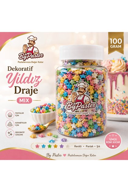 DEKORATİF YILDIZ DRAJE MİX 100 G