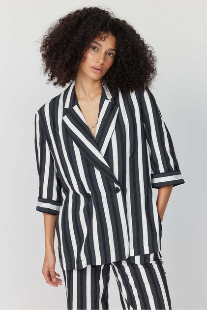 Women's Capri Sleeve Striped Jacket
