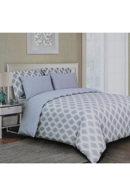 100% Cotton Duvet from Cannon, 4-piece set, Grey Blue, King Duvet: 259 x 242 cm, 1 King Fitted Sheet: 2x2 m, 2 Standard Pillowcases: 51 x 76 cm