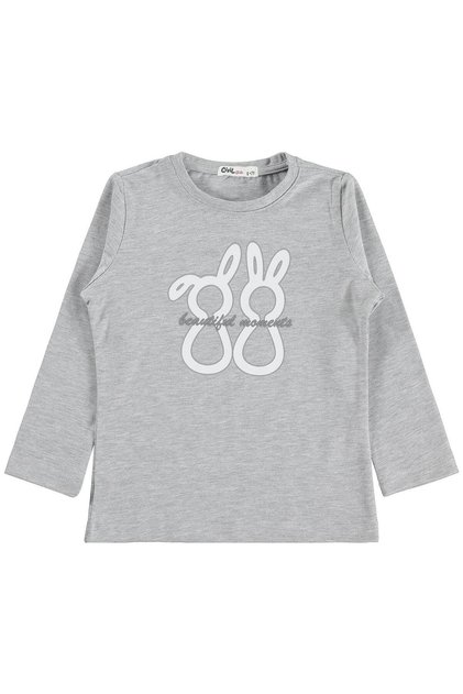 Rabbit Printed Sweatshirt for Ages 6-9 - Gray