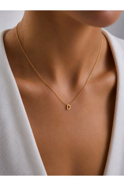 925 Ayar Orta Harf Gümüş Kolye D
