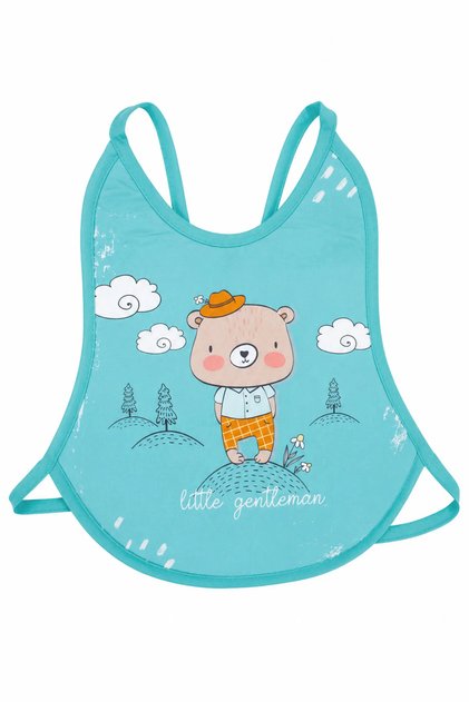 Unisex Turquoise Bear Patterned Waterproof Apron with Hat