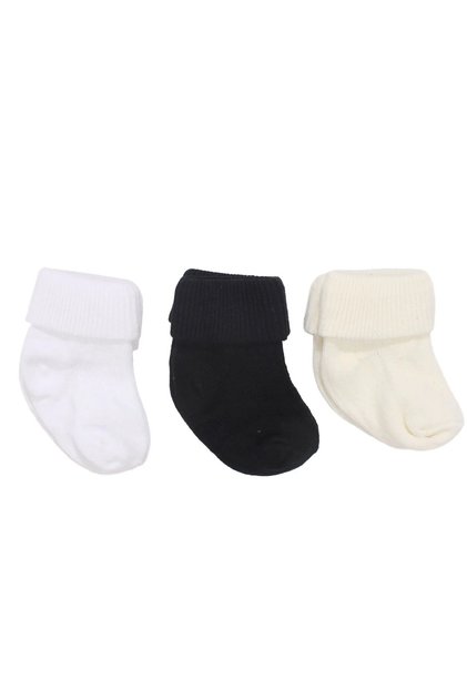 Baby Boy White Navy Ecru Curly 3-Piece Socks 0-6 Months