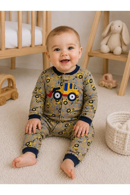 Mini Scoop Appliqued Zippered Baby Romper