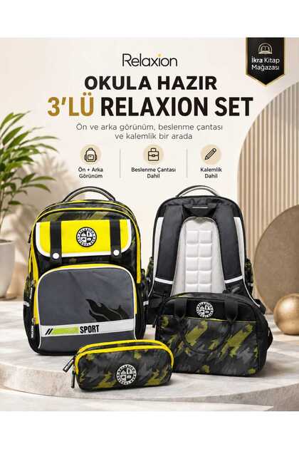 1813 3-Piece Unisex School Bag Set – Girls' and Boys' Backpack + Lunch Box + Pencil Case – Supported Back Panel