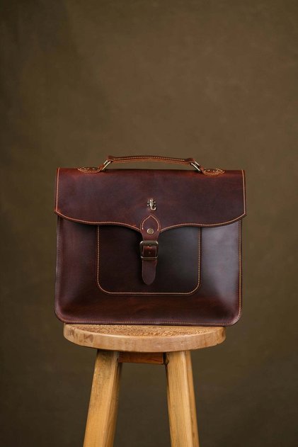 Hakiki Deri Unisex Evrak ve Laptop Çantası El Yapımı Wavebag