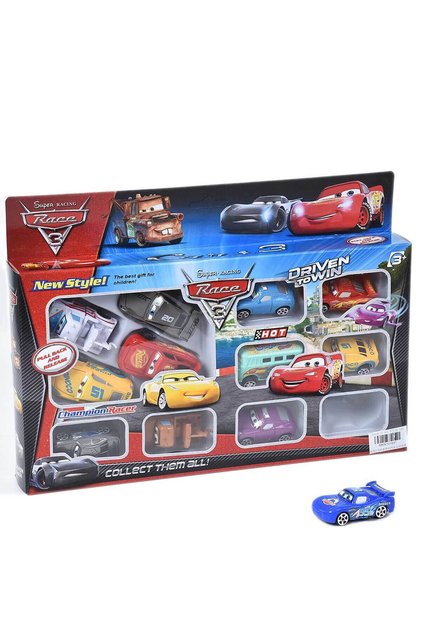 Set 12 mașinuțe cu ochi Cars, în cutie