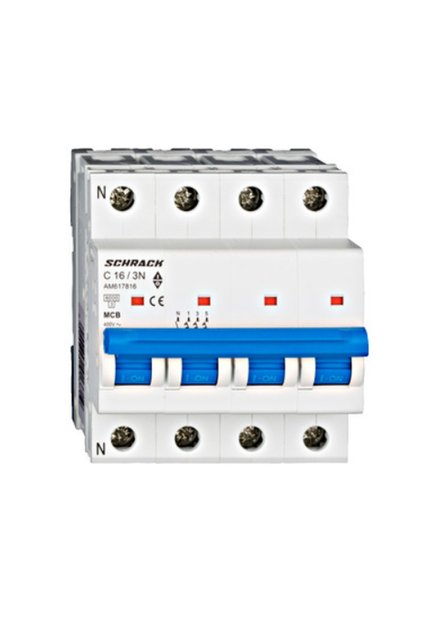 Întreruptor automat modular (MCB) AMPARO 6kA, C 16A, 3P+N
