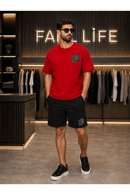 New Season Unisex T-Shirt and Shorts Set with Card R Print