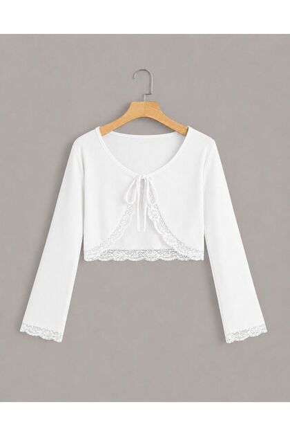 Coquette Lolita beyaz dantel detaylı tam boy bolero