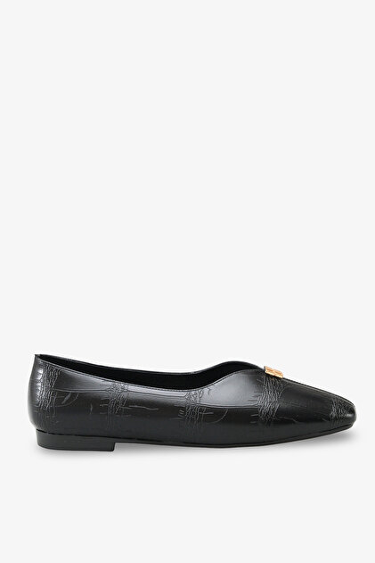 Corinne Women's Flats - Black Crocodile