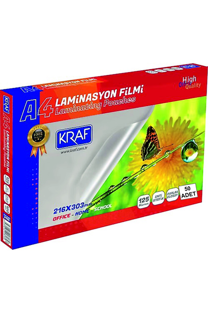 LAMİNASYON FİLMİ PARLAK A4 125 MİC 50'Lİ 2124