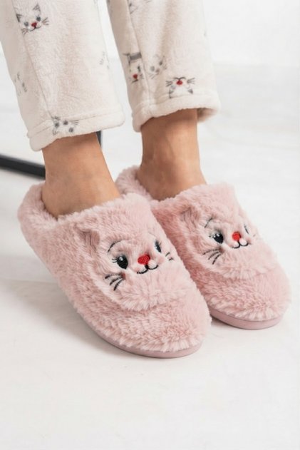 Women's Plush House Slippers with Cat Pattern, Soft, Warm, Furry, Comfortable Home - Dowry - Bundle Slippers